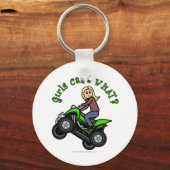 ブロンド女性ATV | Four Wheelerドライバー キーホルダー (正面)