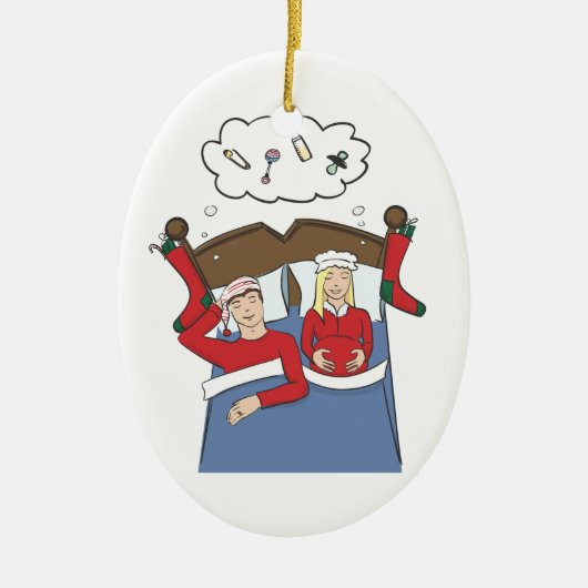 ブロンド妊娠のクリスマスのオーナメントの静かな夜 セラミックオーナメント (正面)