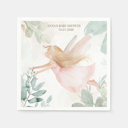 ブロンド妖精の女の子ベビーシャワー スタンダードカクテルナプキン (正面)