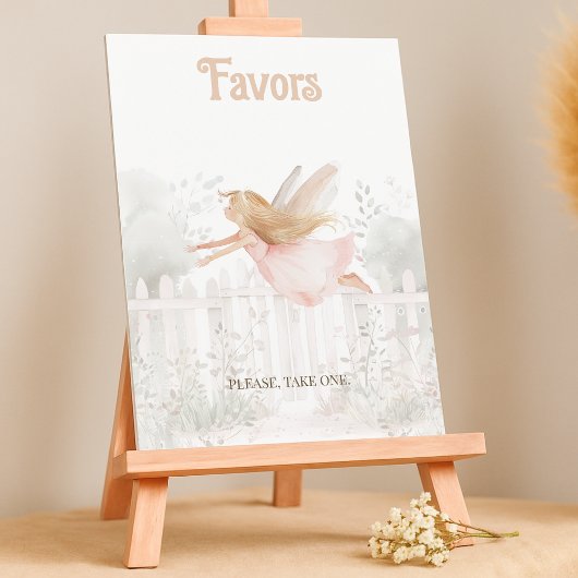 ブロンド妖精の赤ちゃんシャワーがテーブルの看板を好む ポスター