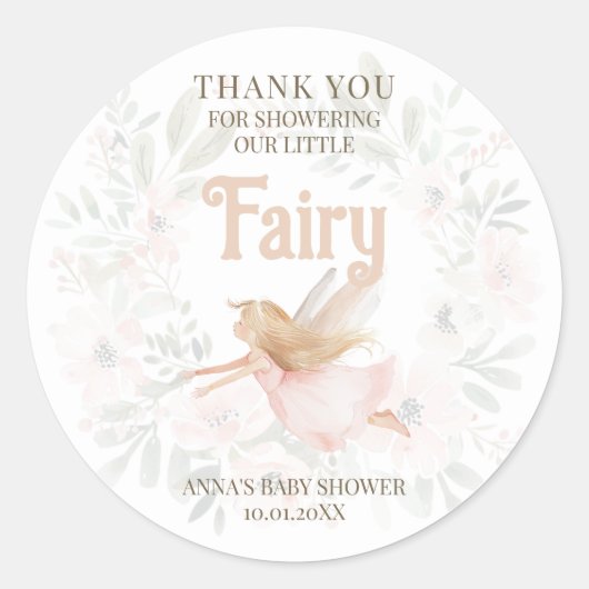 ブロンド妖精ベイビーシャワーありがとう ラウンドシール (正面)