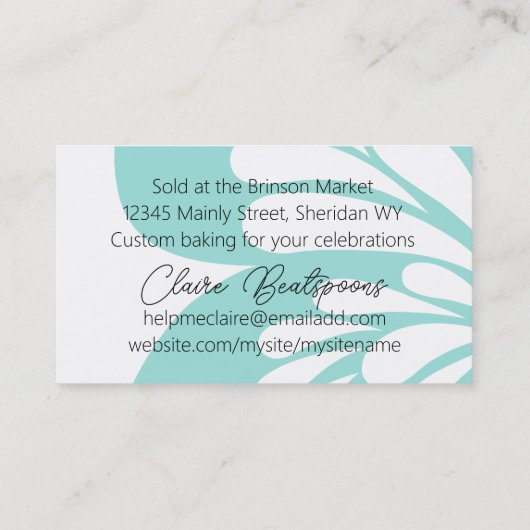 ブロンド妖精魔法スプーンベーキングベーカリー菓子職人 名刺 (裏面)