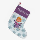 ブロンド小さな女の子アイススケートで滑るクリスマスストッキング スモールクリスマスストッキング (正面 (吊り時))