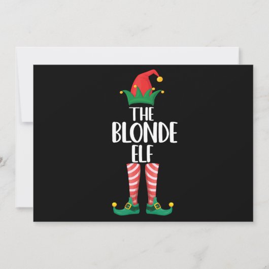 ブロンド小妖精や小人マッチングファミリークリスマスパーティー小妖精や小人 招待状 (正面)