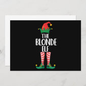 ブロンド小妖精や小人マッチングファミリークリスマスパーティー小妖精や小人 招待状 (正面/裏面)