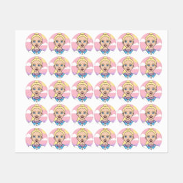 ブロンド漫画ガールスクールシューズピンクガーリー色 ラベル