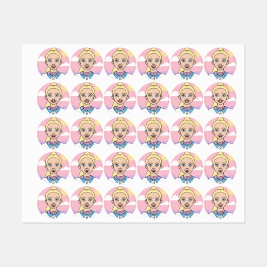 ブロンド漫画ガールスクールシューズピンクガーリー色 ラベル (シート)