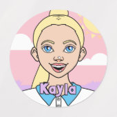 ブロンド漫画ガールスクールシューズピンクガーリー色 ラベル (デザイン1)