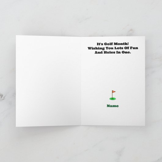 ブロンド男性ゴルファー挨拶カード カード (内部)