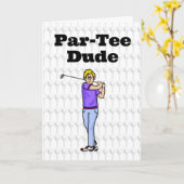 ブロンド男性ゴルファー挨拶カード カード (黄色い花)