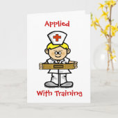 ブロンド男性ナースグリーティングカーカスタマイズド カード (黄色い花)