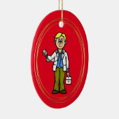 ブロンド男性医師(聴診器オーナメント) セラミックオーナメント (右)