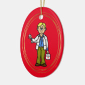 ブロンド男性医師(聴診器オーナメント) セラミックオーナメント (左)