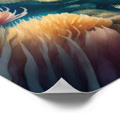 ブロンド絵を描マーメイドの水彩画1:1 ポスター (角)