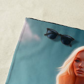 ブロンド美しい女の子ポーズビーチタオル ビーチタオル (インサイチュ)