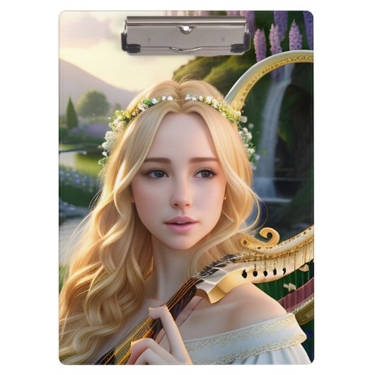 ブロンド美しい遊ミューズのハープ クリップボード (正面)