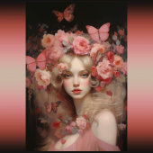 ブロンド美しい – 女性のポートレートと花 ラッピングペーパーシート