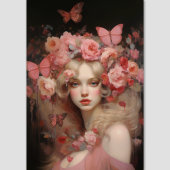 ブロンド美しい – 女性のポートレートと花 ラッピングペーパーシート