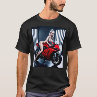 ブロンド美女バイクTシャツ メンズ Tシャツ