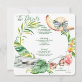 ブロンド花嫁のハッピー・バチェロレッテ・ビーチ・ウィークエンド 招待状 (裏面)