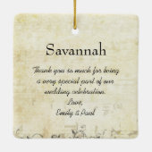 ブロンド花嫁ギフトラベンダーハートリーフツリー セラミックオーナメント (裏面)