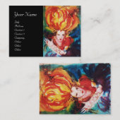 ブロンド赤い美しい、メイク、髪のサロン 名刺 (正面/裏面)