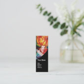 ブロンド赤モノグラム美しい、メイクアップ、髪のサロン スキニー名刺 (スタンド正面)