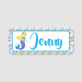 ブロンド遊泳魔法の人魚の女の子パープルテール 名札