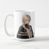 ブロンド長髪かわいらしアニメ男 コーヒーマグカップ (左)