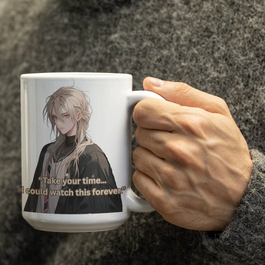 ブロンド長髪かわいらしアニメ男 コーヒーマグカップ