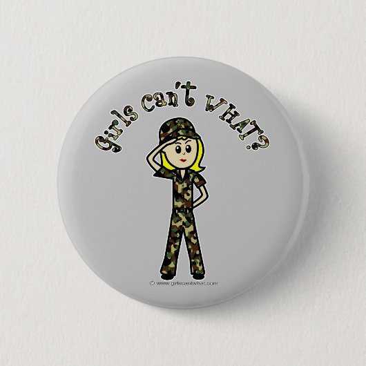 ブロンド陸軍女性 缶バッジ (正面)