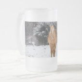 ブロンド馬の雪の中を歩く曇りガラスビールM フロストグラスビールジョッキ (正面左)