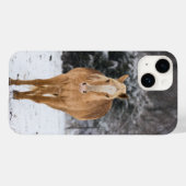 ブロンド馬の雪のiPhoneケース内の歩く Case-Mate iPhoneケース (裏面 (横))