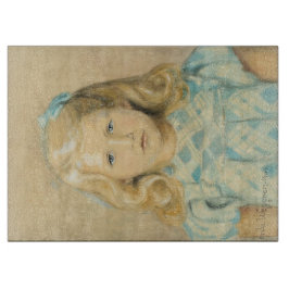 ブロンド髪のかわいい若い女の子 カッティングボード