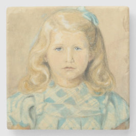 ブロンド髪のかわいい若い女の子 ストーンコースター