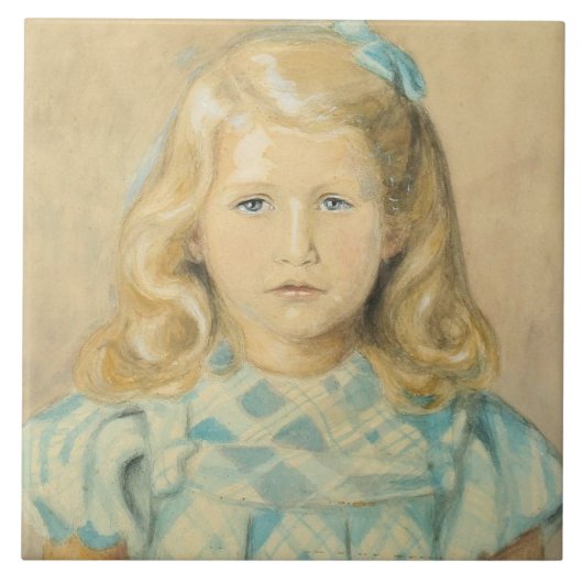 ブロンド髪のかわいい若い女の子 タイル (正面)