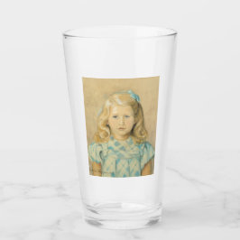 ブロンド髪のかわいい若い女の子 タンブラーグラス