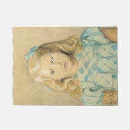 ブロンド髪のかわいい若い女の子 ドアマット