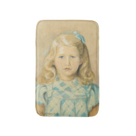 ブロンド髪のかわいい若い女の子 バスマット