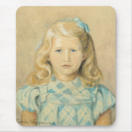 ブロンド髪のかわいい若い女の子 マウスパッド