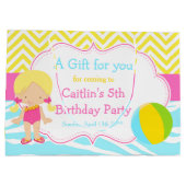 ブロンド髪の女の子プールパーティーBashありがとう ラージペーパーバッグ (裏面)