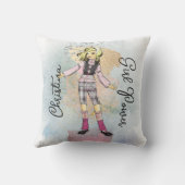 ブロンド髪の女の子金ゴールド名文字 クッション (裏面)