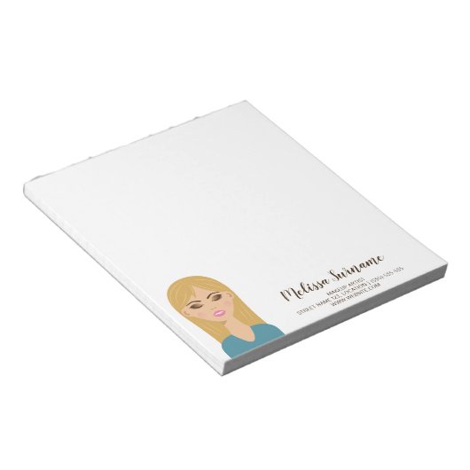 ブロンド髪の女パーソナライズされた名メイクアップアーティスト ノートパッド (アングル)