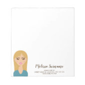 ブロンド髪の女パーソナライズされた名メイクアップアーティスト ノートパッド (正面)