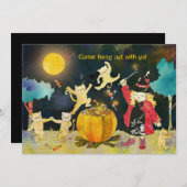 ブロンド魔女の魔術ハローウィンパーティ 招待状 (正面/裏面)