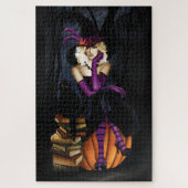 ブロンド魔女カボチャ紫 ジグソーパズル (縦)