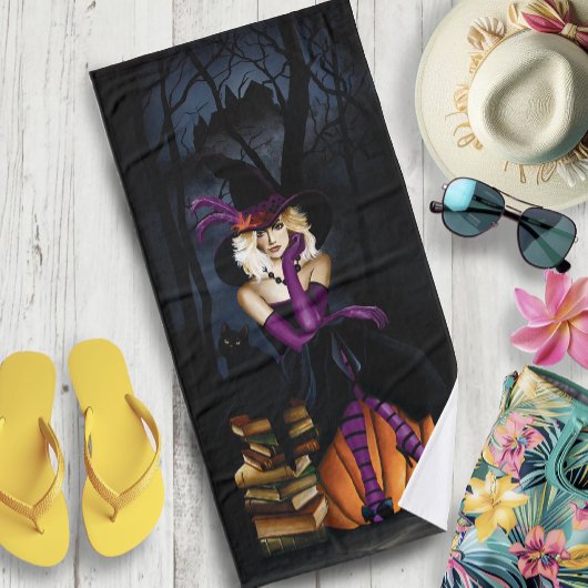 ブロンド魔女カボチャ紫 バスタオル