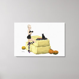 ブロンド魔女ピンアップガールストレッチキャンバスプリント キャンバスプリント