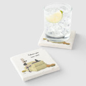 ブロンド魔女ピンアップガールストーンコースター ストーンコースター (横)