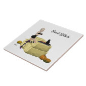 ブロンド魔女ピンアップガールセラミックタイル タイル (側面)